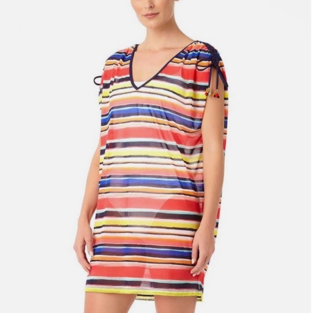 ANNE COLE Colorful Mesh Swimsuit Coverup Tunic